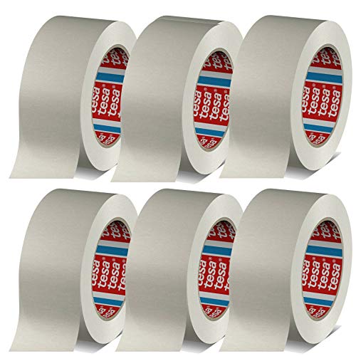 tesa 4713, Papierklebeband, Papier Packband, Verpackungsklebeband, 50mm x 50m (50mm weiß, 6 Rollen) von tesa