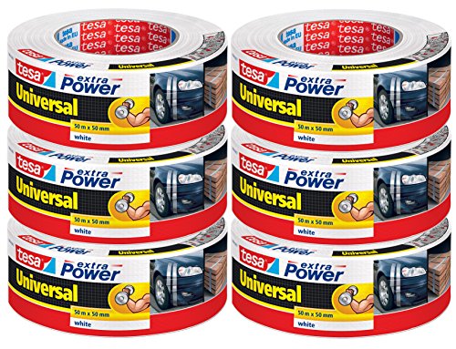 tesa 56389 Reparaturband extra Power Universal, beschriftbar, UV-beständig, wasserfest | (6er Pack | 50M x 50mm, weiß) von tesa