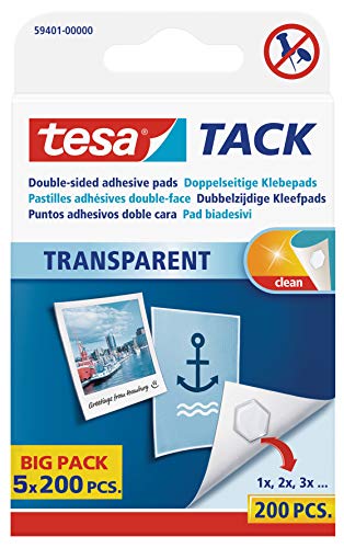 tesa 59401 Doppelseitige Klebepads TACK, Max Packung mit 1000 Pads | 2x 1000 von tesa