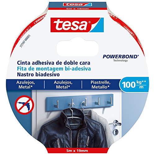 tesa 77747-00001-00 Doppelseitiges Klebeband für Fliesen und Metall (100 kg/m) von tesa