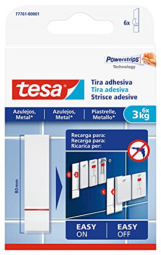 Tesa 77761-00001-00 – Klebestreifen für Fliesen und Metall mit einer Haltekraft von 3kg. von tesa