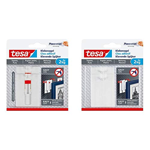 tesa 77777-00000-00 Tapete & Putz bis 2kg Verstellbarer Klebenagel/ 2 x 2 kg Halteleistung, Weiß, 2 kg, 2 Stück & 77776-00000-00 Klebenagel für Tapeten und Putz / 2 x 2kg Halteleistung, 2 Kg, 2 Stück tesa 77777-00000-00 Tapete & Putz bis 2kg Verstellbarer Klebenagel/ 2 x 2 kg Halteleistung, Weiß, 2 kg, 2 Stück & 77776-00000-00 Klebenagel für Tapeten und Putz / 2 x 2kg Halteleistung, 2 Kg, 2 Stück von tesa
