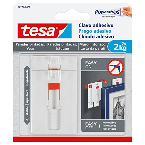 Tesa 77777-00001-00 – Selbstklebender Nagel für bemalte Wände und Gips (2 kg) von tesa