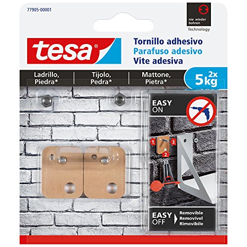 tesa 77905 – 00001 – 00 Schraube Wandtattoo eckig für Ziegel und Stein (5 kg) von tesa