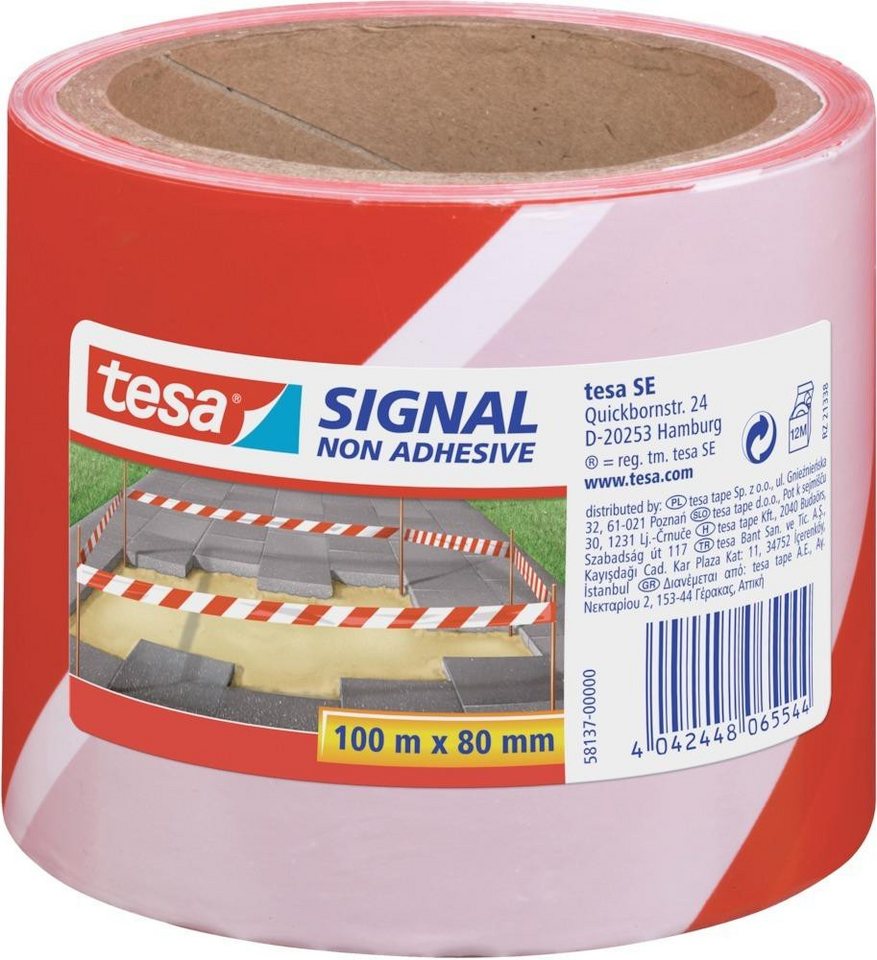 tesa Absperrkette Tesa® Absperrband Nicht Kleb. R/W 100X80 00 Farblos 100m x 80mm von tesa