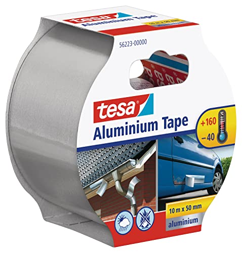 tesa Aluminiumband, selbstklebend, 10m x 50mm, Silber (5 Rollen) von tesa