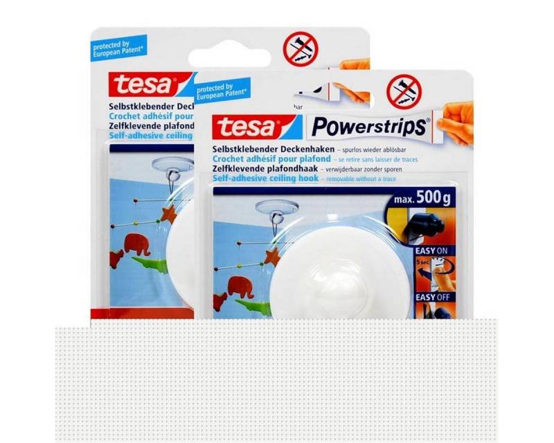 tesa Bastelkleber 2x tesa Powerstrips Selbstklebender Deckenhaken - weiß für max. 500g G von tesa
