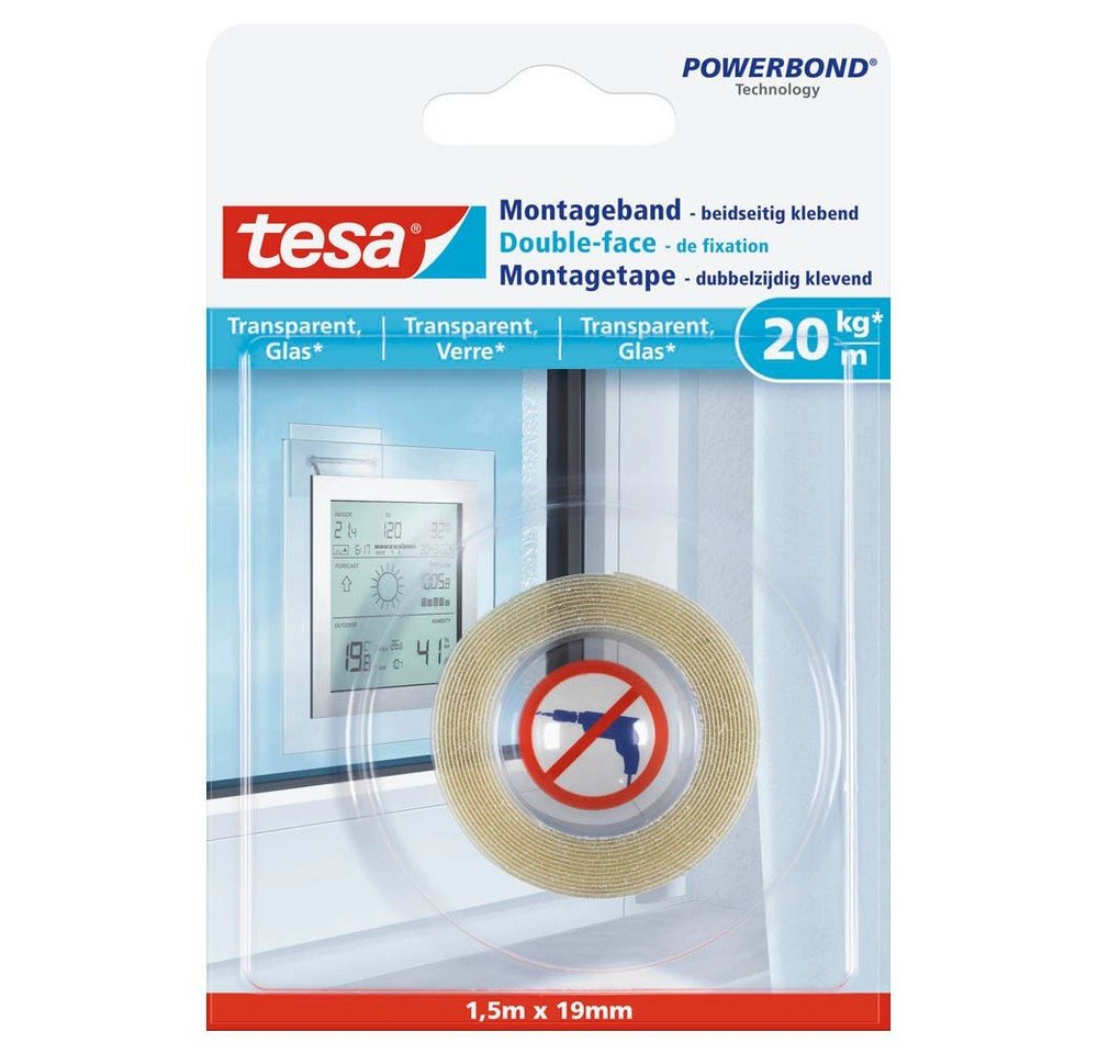tesa Doppelklebeband tesa® Montageband f. transparente Oberflächen & Glas 77740 von tesa
