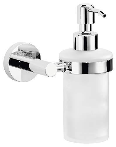 tesa EXXCELLENT Seifenspender-Set, Milchglas und verchromtes Metall - Flüssigseifenspender zur Wandbefestigung ohne Bohren, inkl. Klebelösung - 125mm x 170mm x 105mm tesa EXXCELLENT Seifenspender-Set, Milchglas und verchromtes Metall - Flüssigseifenspender zur Wandbefestigung ohne Bohren, inkl. Klebelösung - 125mm x 170mm x 105mm von tesa
