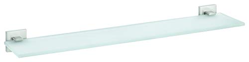tesa EXXCLUSIV Badablage aus Milchglas, verchromte Halterung - Glasablage zur Wandbefestigung ohne Bohren, inkl. Klebelösung - 600mm x 50mm x 118mm von tesa