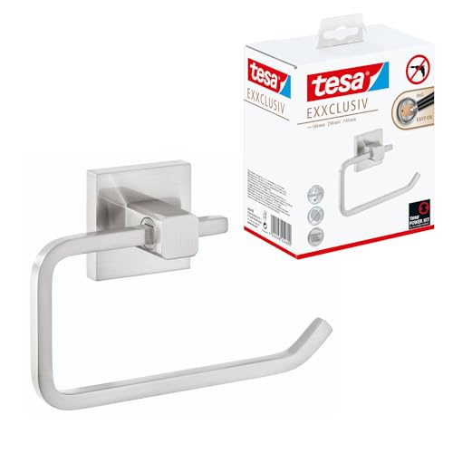 tesa EXXCLUSIV Toilettenpapierhalter ohne Deckel, verchromt - zur Wandbefestigung ohne Bohren, inkl. Klebelösung - 160mm x 99mm x 45mm tesa EXXCLUSIV Toilettenpapierhalter ohne Deckel, verchromt - zur Wandbefestigung ohne Bohren, inkl. Klebelösung - 160mm x 99mm x 45mm von tesa