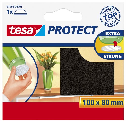 Tesa Protect Filzgleiter, rechteckig, 100mm:80mm, braun, 1 Stück von tesa