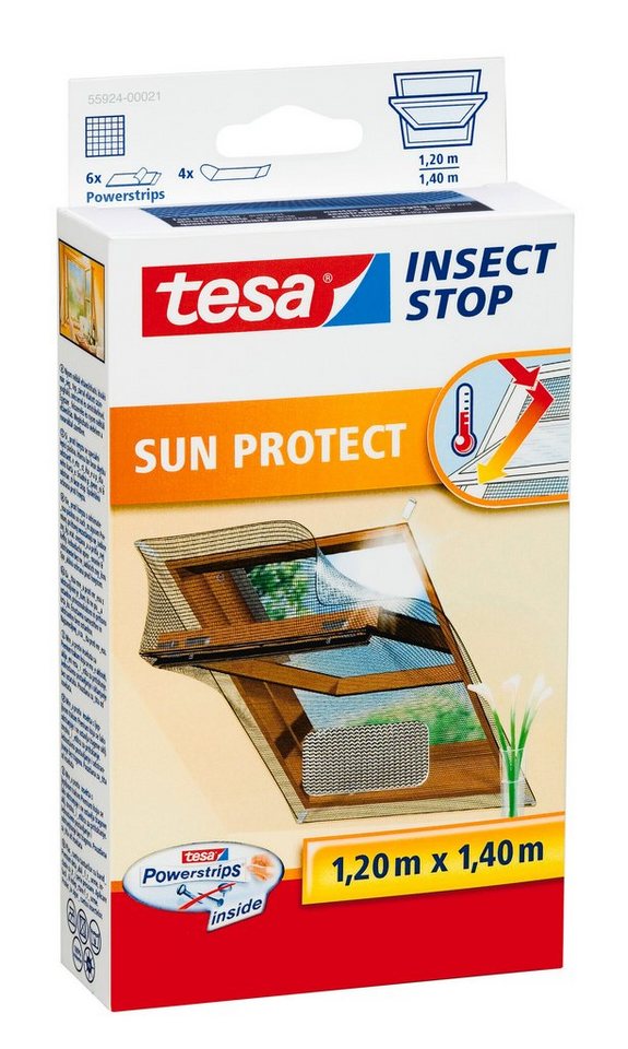 tesa Fliegengitter-Gewebe Insect Stop Comfort Fliegengitter für Fenster - 1,2 m : 2,4 m, (Packung, 1-St., Fliegennetz, Klettband, Andrück und Schneidehilfe), zuschneidbares Fliegengitter - Fliegenetz ohne Bohren - schwarz von tesa