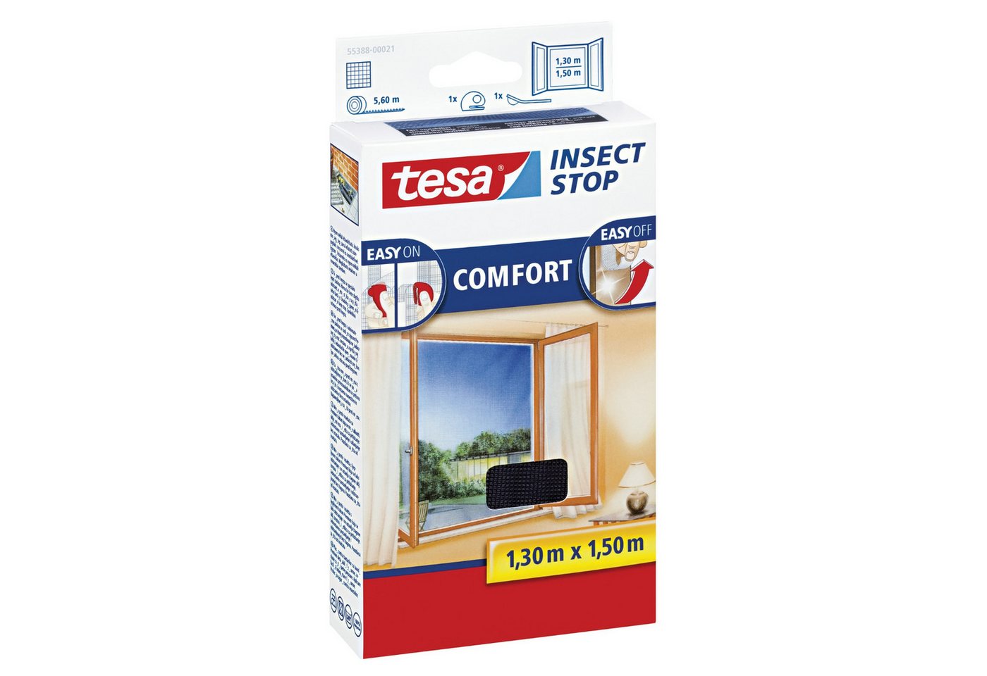 tesa Fliegengitter-Gewebe tesa Fliegengitter Insect Stop COMFORT für Fenster - 1,3 m x 1,5 m - von tesa