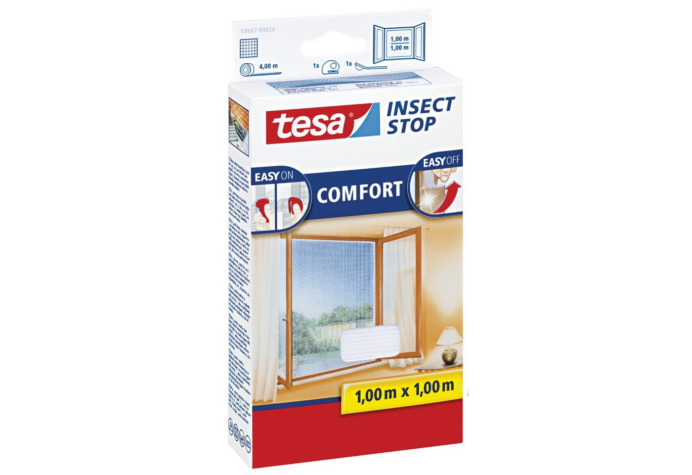 tesa Fliegengitter-Gewebe tesa Fliegengitter Insect Stop COMFORT für Fenster - 1 m x 1 m - weiß von tesa