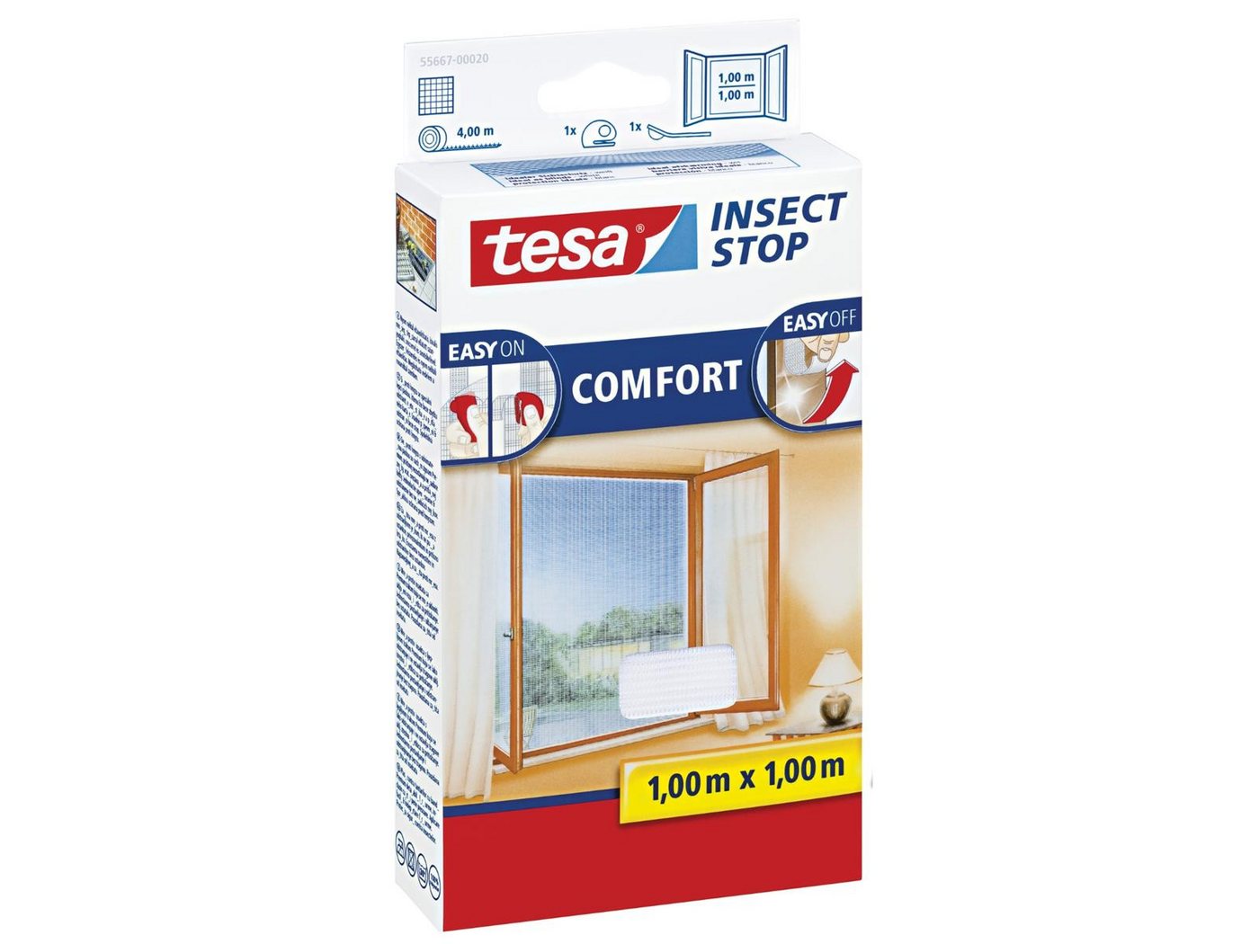 tesa Fliegengitter-Gewebe tesa Fliegengitter Insect Stop COMFORT für Fenster - 1 m x 1 m - weiß von tesa