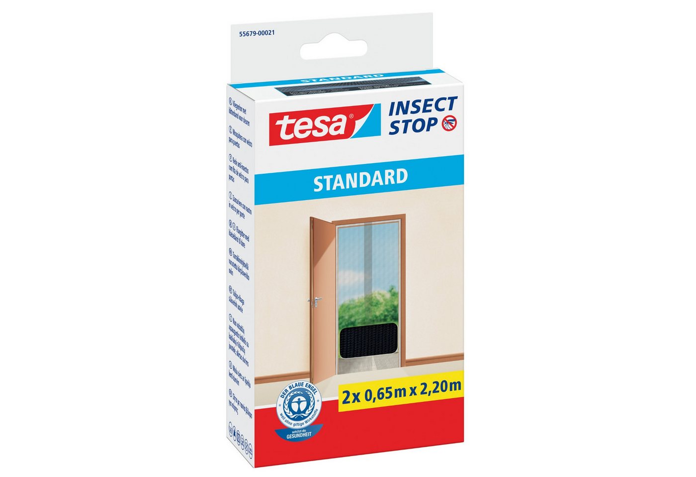 tesa Fliegengitter-Gewebe tesa Fliegengitter Insect Stop STANDARD für Türen - 2x 0,65 m x 2,2 m von tesa