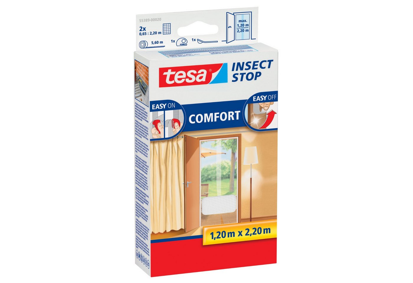 tesa Fliegengitter-Gewebe tesa Fliegengitter insect Stop COMFORT für Türen - 1,2 m x 2,2 m - von tesa