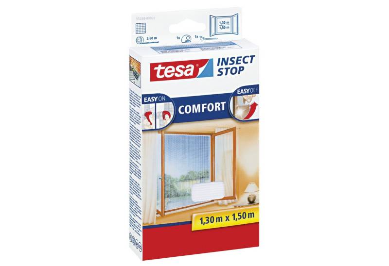 tesa Fliegengitter-Gewebe tesa Insect Stop Fliegengitter COMFORT für Fenster - 1,3 m x 1,5 m - von tesa
