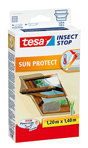 tesa Insect Stop SUN PROTECT Fliegengitter für Dachfenster - Insektenschutz mit Blend- & Sonnenschutz für Dach-Fenster - Fliegen Netz 120 cm x 140 cm von tesa