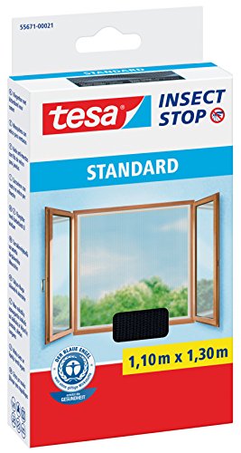 Tesa Fliegengitter für Standard-Fenster, weiß, leicht, 1,5 m x 1,8 m, 1,1m:1,3m, Unsichtbar (anthrazit), 1 von tesa