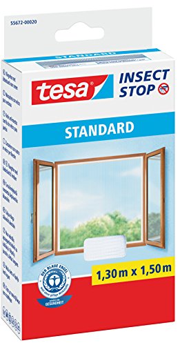 Tesa Fliegengitter für Standard-Fenster, weiß, leicht, 1,5 m x 1,8 m 1,3m:1,5m / 2er Pack Weiß von tesa