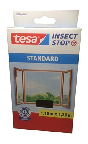 tesa Fliegengitter für Fenster, Standard Qualität (1,10m x 1,30m / 4er Spar-Pack, anthrazit) von tesa