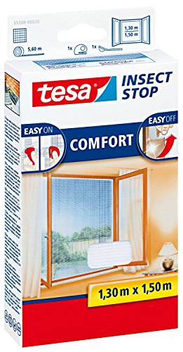 tesa Fliegengitter für Fenster, weiß 1,3m:1,5m von tesa