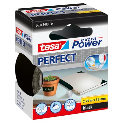 tesa extra Power Perfect Gewebeband - Gewebeverstärktes Ductape zum Basteln, Reparieren, Befestigen, Verstärken und Beschriften - Schwarz - 2,75 m x 38 mm tesa extra Power Perfect Gewebeband - Gewebeverstärktes Ductape zum Basteln, Reparieren, Befestigen, Verstärken und Beschriften - Schwarz - 2,75 m x 38 mm von tesa