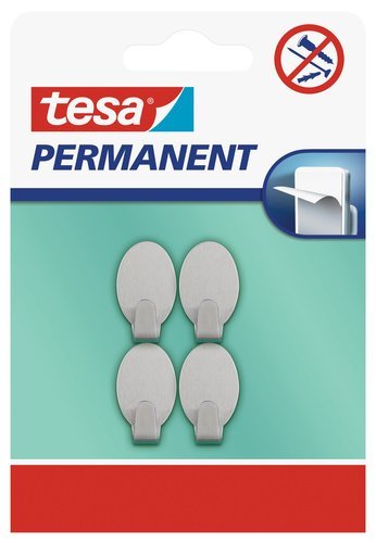 tesa H6661000 Permanent Haken oval Metall, Grau von tesa