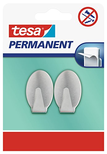 tesa H6661100 Permanent Haken oval Metall, Grau von tesa