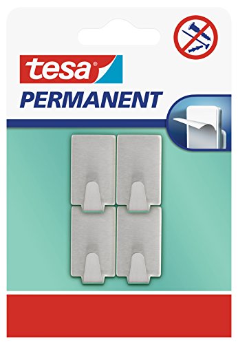 tesa H6661200 Permanent Haken rechteckig Metall, Grau, 666120000000 von tesa