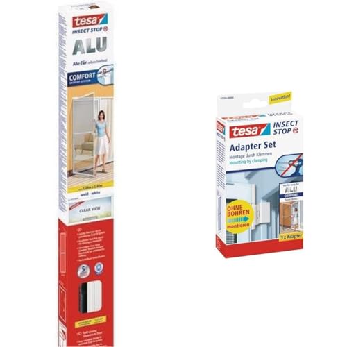 tesa Insect Stop ALU COMFORT Fliegengitter für Türen inkl Adapter für bohrfreie Befestigung - Insektengitter mit Aluminium-Rahmen & Clear View - Tür Insektenschutz - weiß, 120 cm x 240 cm tesa Insect Stop ALU COMFORT Fliegengitter für Türen inkl Adapter für bohrfreie Befestigung - Insektengitter mit Aluminium-Rahmen & Clear View - Tür Insektenschutz - weiß, 120 cm x 240 cm von tesa
