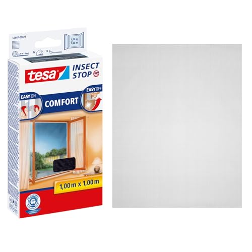 tesa Insect Stop Comfort Fliegengitter für Fenster - Insektenschutz mit Klettband selbstklebend - Fliegen Netz ohne Bohren - 100 cm x 100 cm - Anthrazit (Durchsichtig) tesa Insect Stop Comfort Fliegengitter für Fenster - Insektenschutz mit Klettband selbstklebend - Fliegen Netz ohne Bohren - 100 cm x 100 cm - Anthrazit (Durchsichtig) von tesa