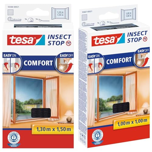 tesa Insect Stop COMFORT Fliegengitter für Fenster - Insektenschutz mit Klettband selbstklebend & Insect Stop COMFORT Fliegengitter für Fenster von tesa