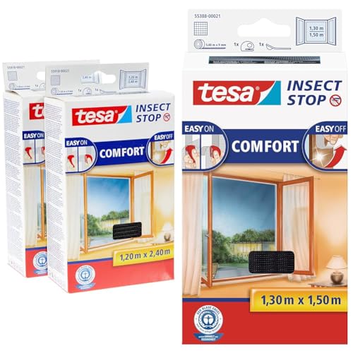 tesa Insect Stop COMFORT Fliegengitter für bodentiefe Fenster im 2er Pack & Insect Stop COMFORT Fliegengitter für Fenster tesa Insect Stop COMFORT Fliegengitter für bodentiefe Fenster im 2er Pack & Insect Stop COMFORT Fliegengitter für Fenster von tesa