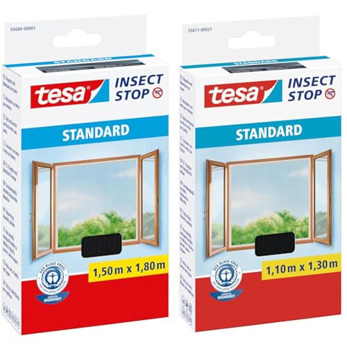 tesa Insect Stop STANDARD Fliegengitter für Fenster & Insect Stop STANDARD Fliegengitter für Fenster - Insektenschutz zuschneidbar von tesa