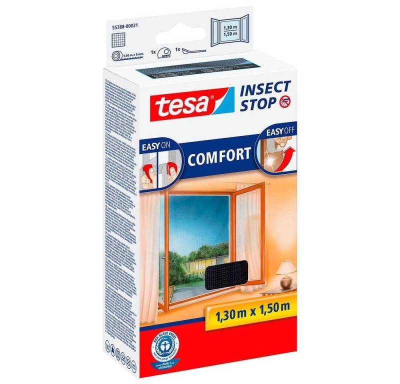 tesa Insektenschutz-Fensterrahmen tesa® 55388 Insect Stop Fliegengitter COMFORT ANT 1,3x1,5m von tesa