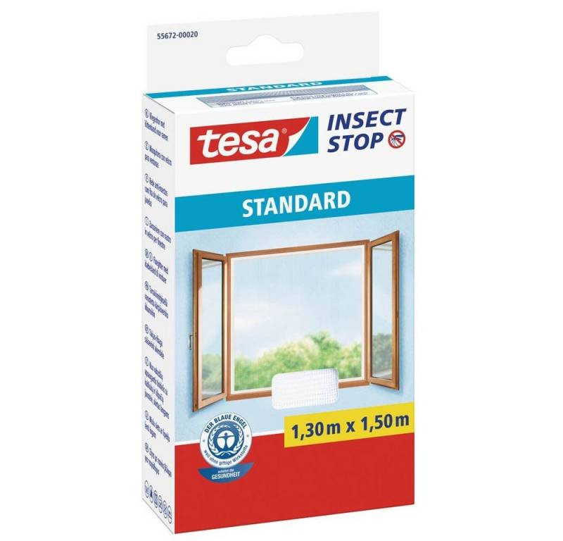 tesa Insektenschutz-Fensterrahmen tesa® 55672 Insect Stop Fliegengitter STANDARD WS 1,3x1,5m von tesa