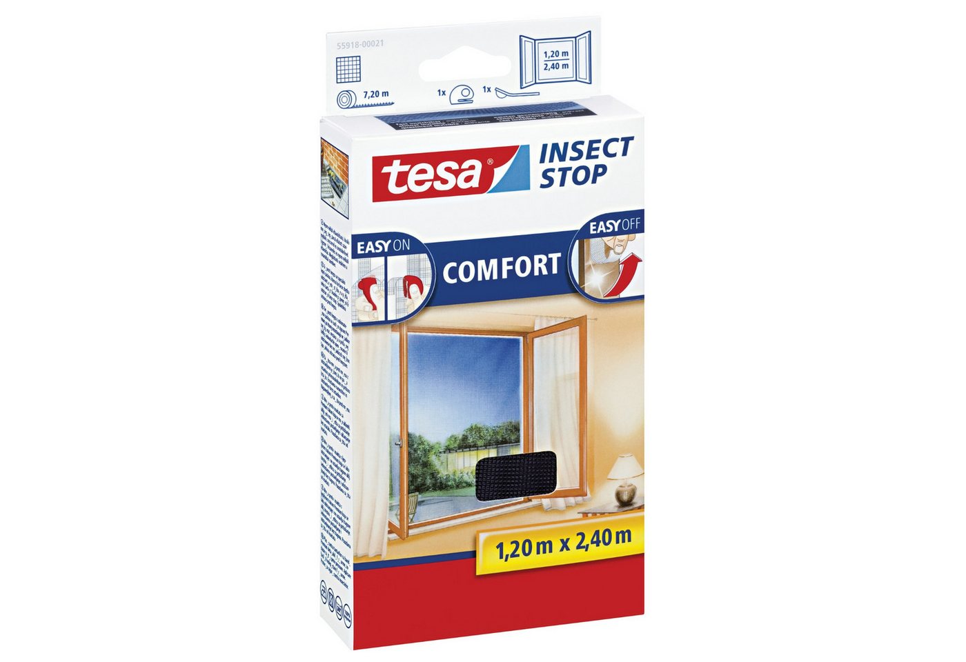 tesa Fliegengitter-Gewebe tesa Fliegengitter Insect Stop COMFORT für Fenster - 1,2 m x 2,4 m - von tesa