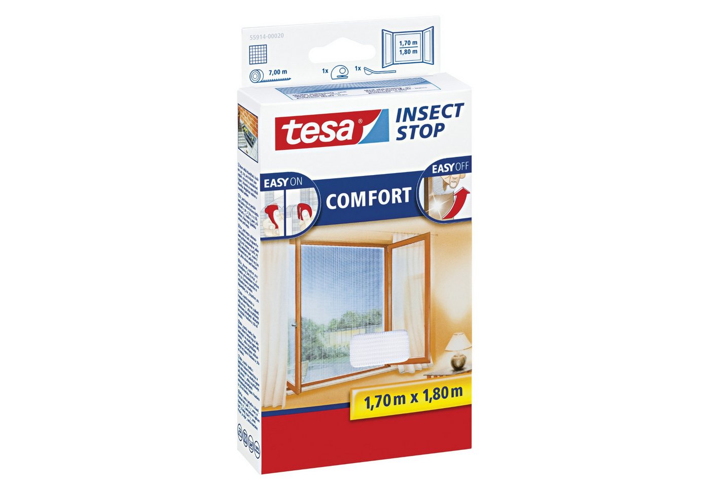 tesa Fliegengitter-Gewebe tesa Fliegengitter Insect Stop COMFORT für Fenster - 1,7 m x 1,8 m - von tesa