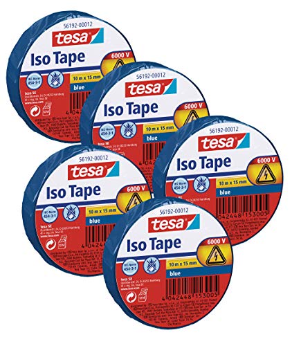 tesa Isolierband 10m x 15mm (5 Rollen/Blau) von tesa