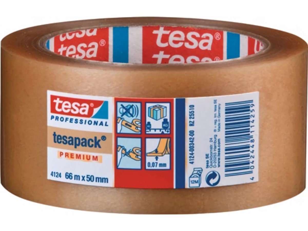 tesa Klebeband 6er Pack Verpackungsklebeband PVC tesapack® 4124 farblos L.66m B.50mm von tesa