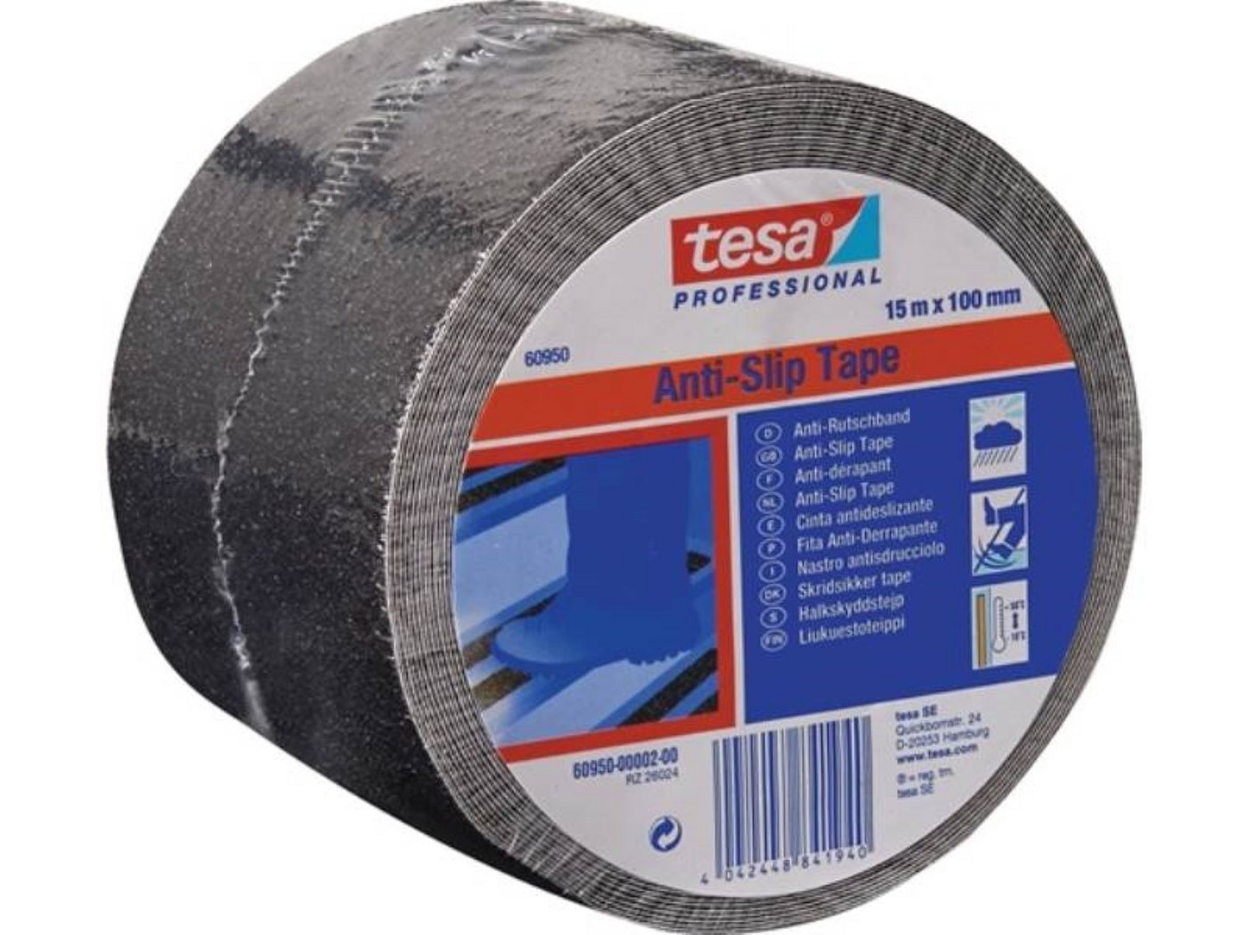 tesa Klebeband Anti-Rutsch-Klebeband 60950 schwarz L.15 m,B.100mm Rl.TESA sehr starke von tesa