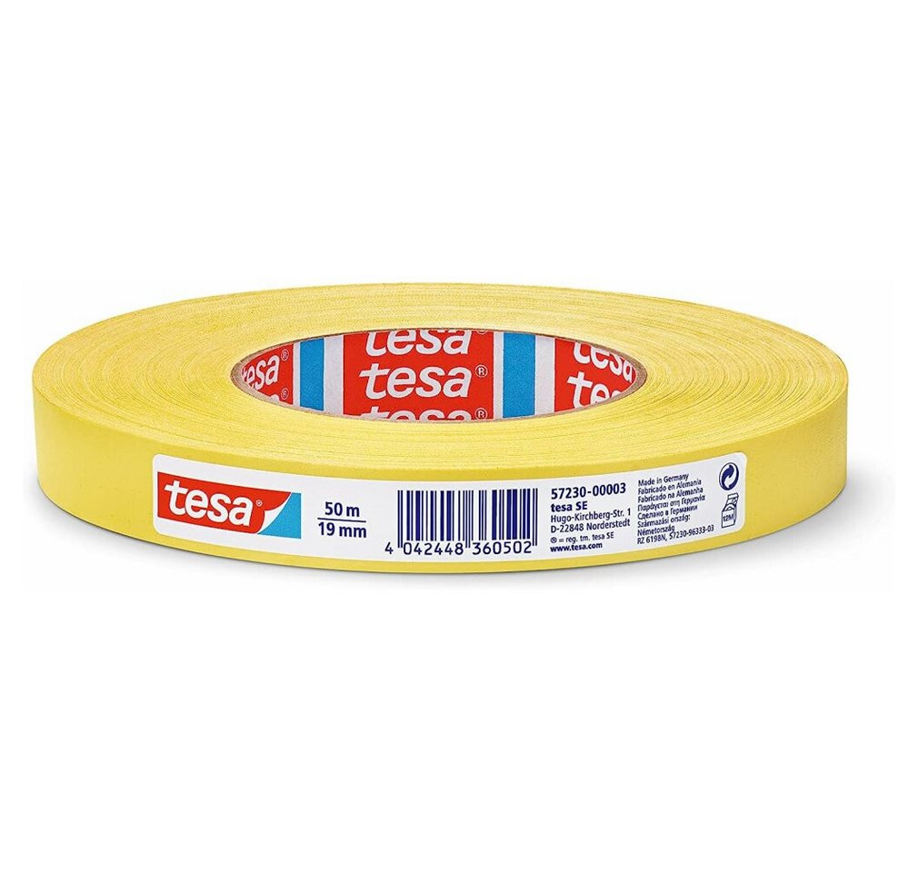 tesa Klebeband Gewebeband gelb 19,0 mm x 50,0 m 1 Rolle von tesa