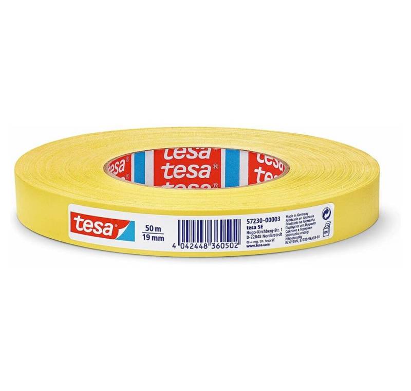 tesa Klebeband Gewebeband gelb 19,0 mm x 50,0 m 1 Rolle von tesa