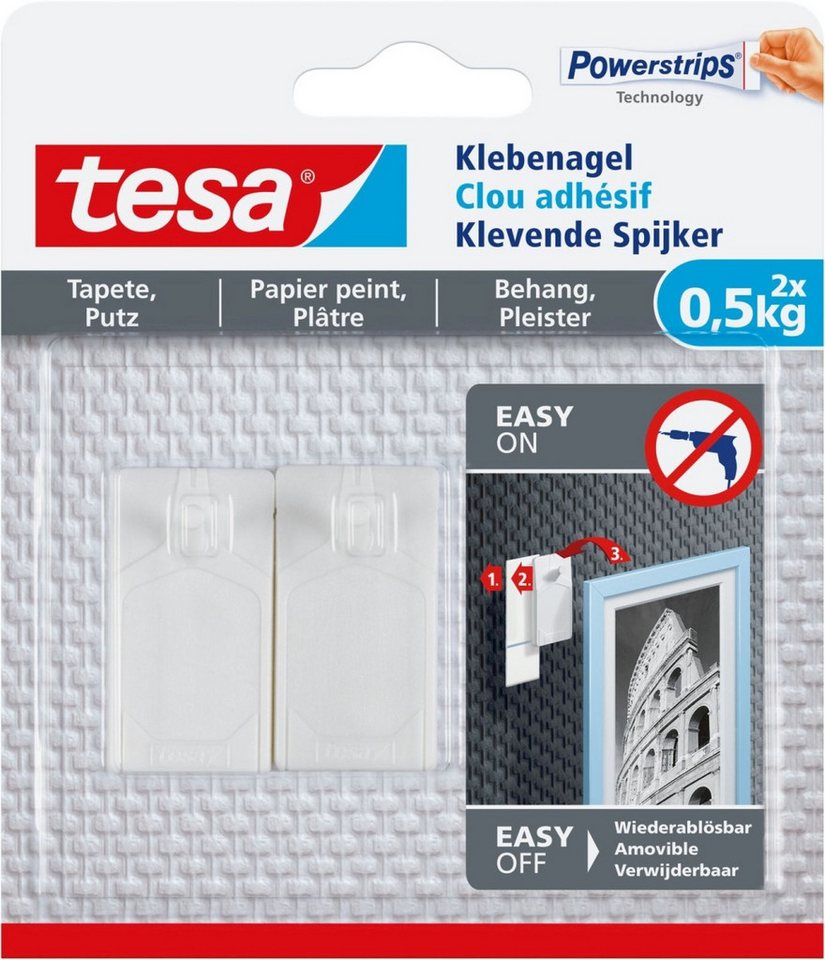 tesa Klebeband Klebenagel für Tapeten und Putz (0,5kg) VE=8x2 Stück weiß von tesa