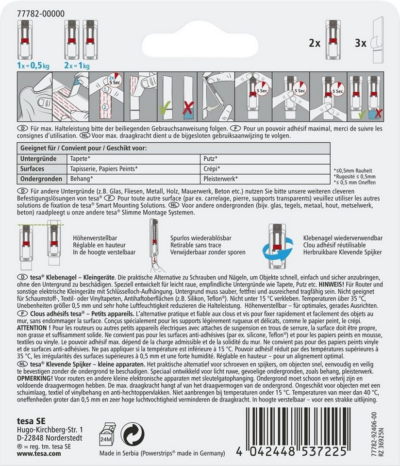 tesa Klebehaken Deckenhaken Tapeten & Putz 0,5kg von tesa