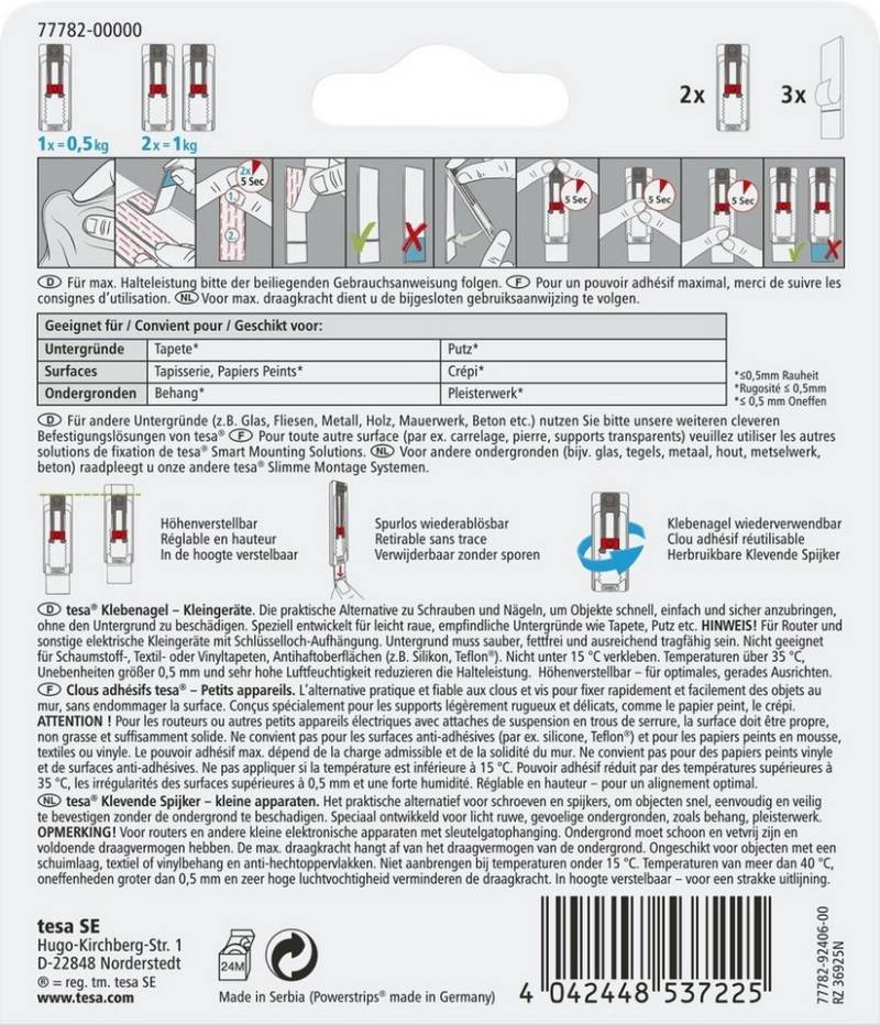 tesa Klebehaken Deckenhaken Tapeten & Putz 0,5kg von tesa