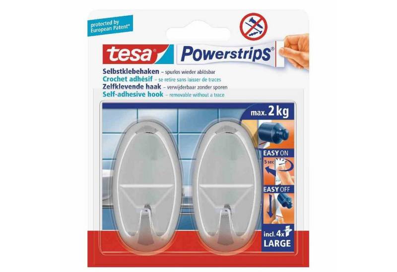 tesa Klebehaken Powerstrips Haken oval Farbe: chrom, Inhalt: 2 Stück tesa Klebehaken Powerstrips Haken oval Farbe: chrom, Inhalt: 2 Stück von tesa